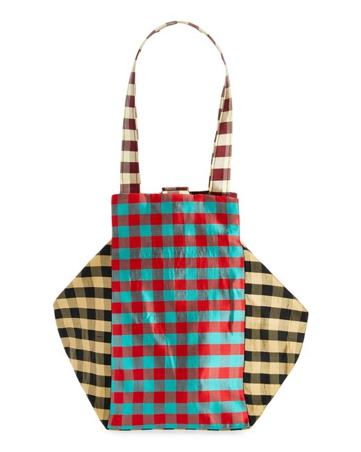 Coming of Age Blue Everyday Gingham Silk Taffeta Tote