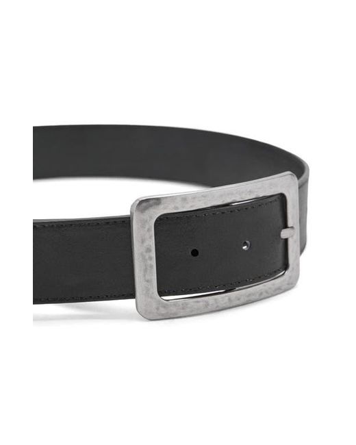 Mango Black Square Buckle Textured Belt