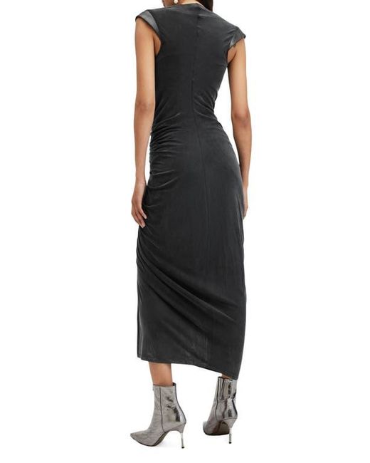 AllSaints Umbra Asymmetric Ruched Dress in Black Lyst