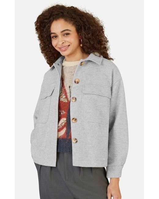 Yumi' Gray Textured Finish, Patch Pockets Shacket
