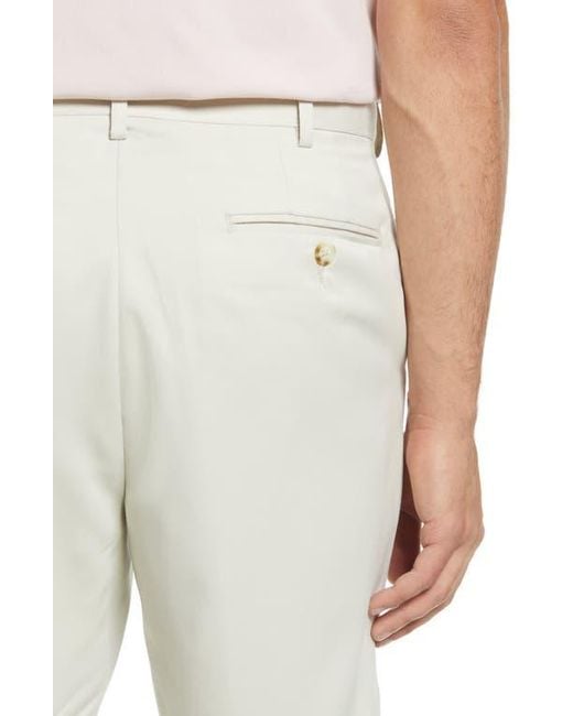 Berle White Microfiber Self Sizer Flat Front Shorts for men