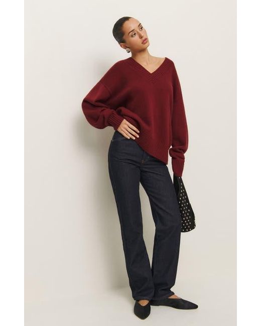 Reformation Red Jadey Oversize Cashmere Sweater