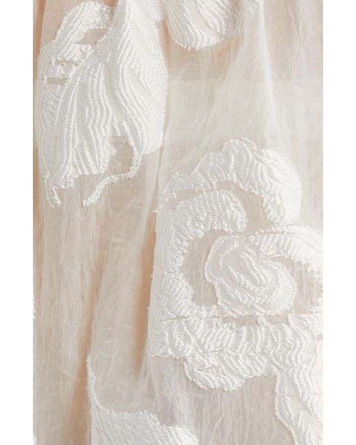 NIKKI LUND White Liz Embroidered Floral Button-up Shirt