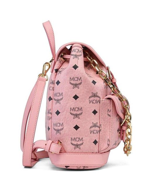 MCM Pink Mini Aren Drawstring Backpack