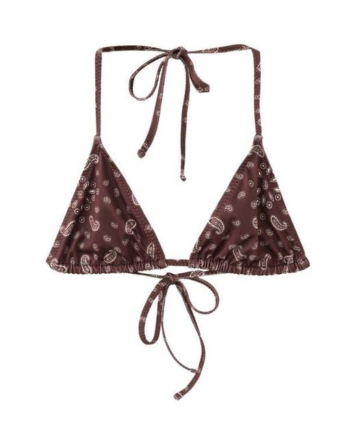 Mango Brown Paisley Triangle Bikini Top