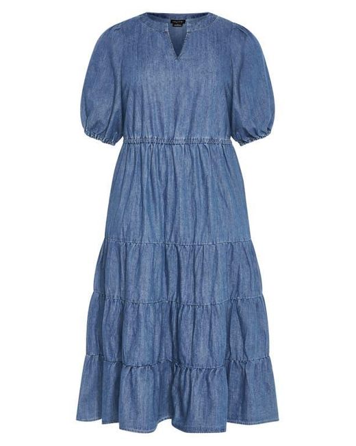 City Chic Blue August Tiered Midi Dress