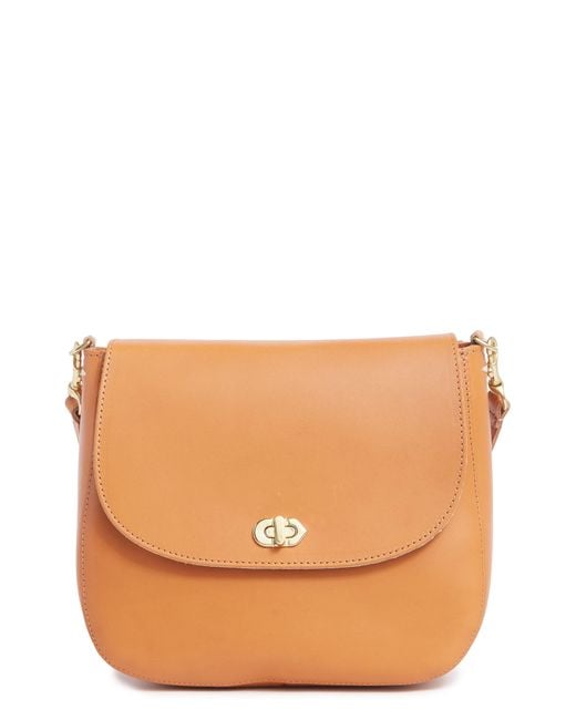 Clare V. Orange Louis Leather Crossbody Bag