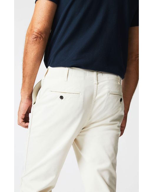 Billy Reid White Flat Front Strech Cotton Chinos for men
