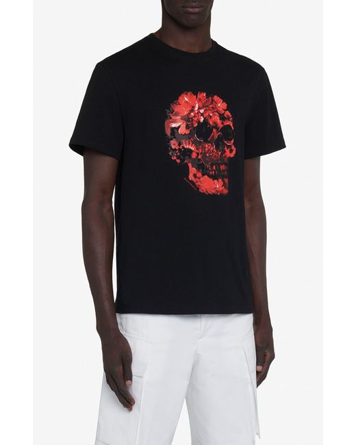 Alexander McQueen Black Skull Graphic T-shirt for men