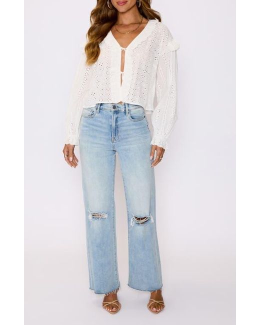 Vici Collection White Mabel Tie Front Crop Cotton Broderie Anglaise Top