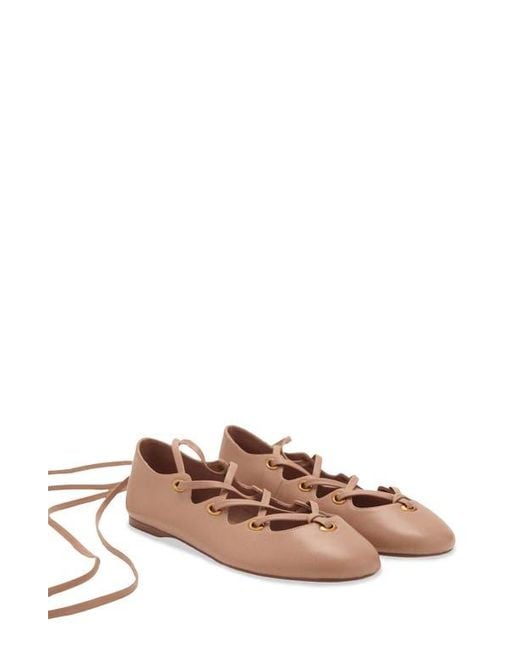 Mango Brown Ankle Wrap Ballet Flat
