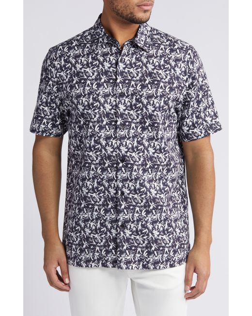 Ted Baker Blue Tavaro Abstract Floral Short Sleeve Button-up Shirt for men