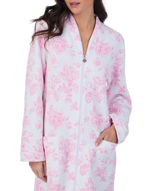 Eileen West Pink Waltz Long Sleeve Zip-up Robe