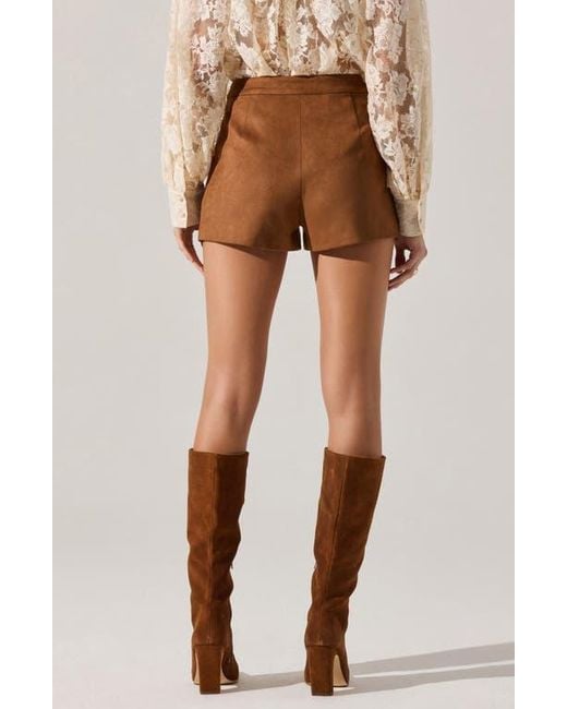 Astr Brown Jude Faux Suede Shorts