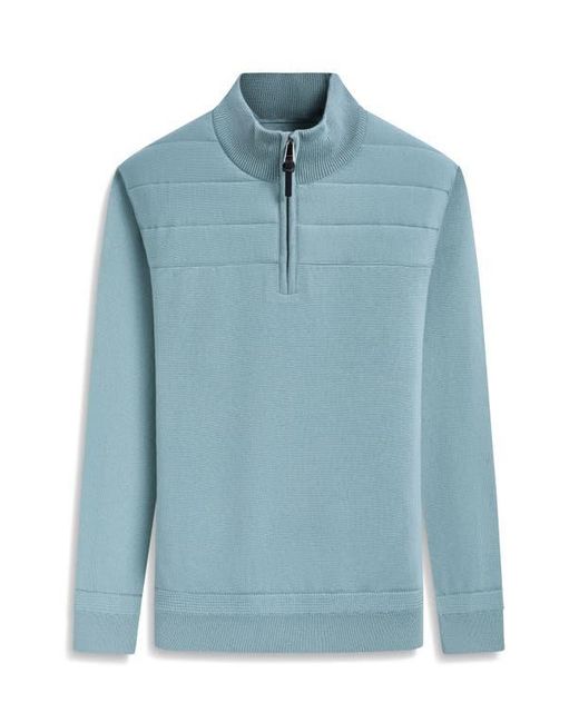 Bugatchi Blue Merino Wool Quarter Zip Sweater for men