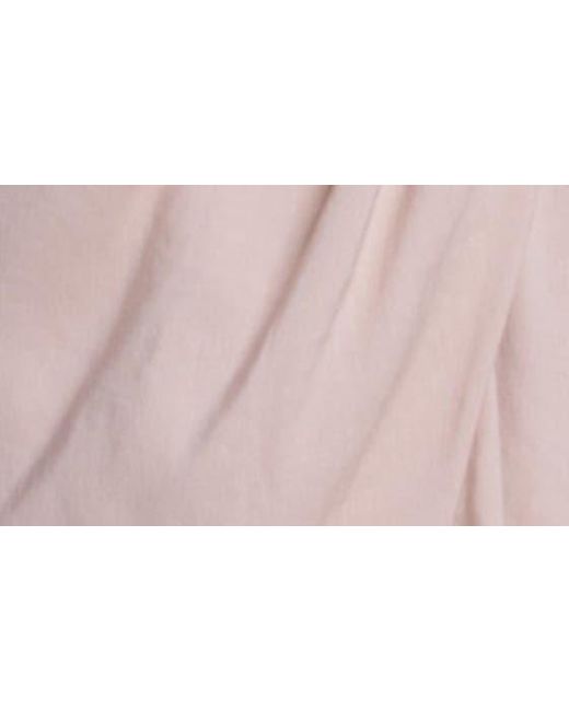 Maje Pink Rilenen Long Sleeve Linen Blend Shirtdress
