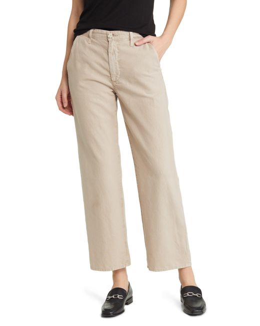 AG Jeans Natural The Caden Ankle Straight Leg Linen & Cotton Twill Pants