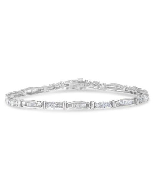 Haus of Brilliance White 10K Geometric Pattern Diamond Tennis Bracelet