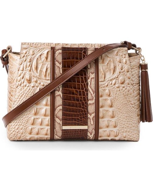 Brahmin Natural Hillary Embossed Leather Crossbody Bag