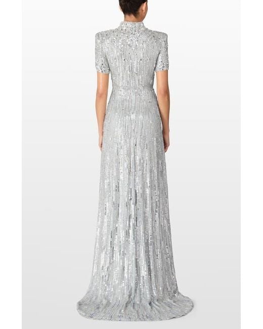 Jenny Packham White Zea Sequin-Embellished Top