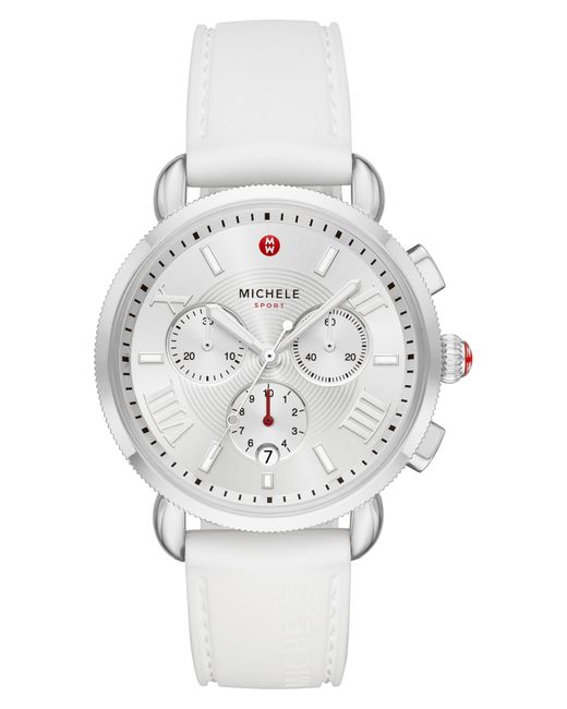 Michele Sport Chronograph Watch Head With Silicone Strap in White Lyst