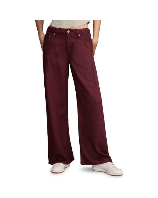 Lucky Brand Red Palazzo Pleated High Waist Wide Leg Jeans