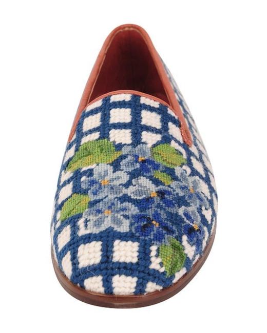 PAIGE White Needlepoint Checkered Hydrangea Flat