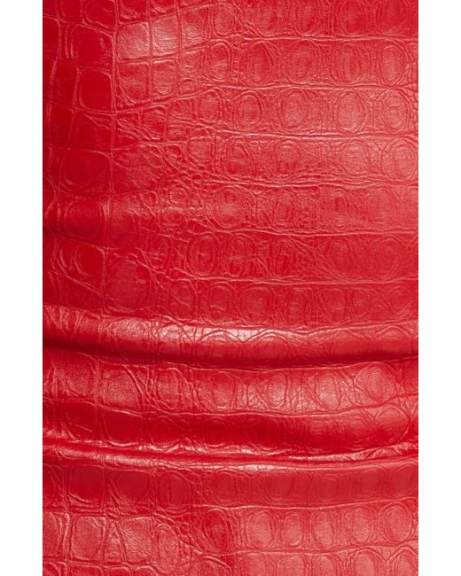 Naked Wardrobe Red The Crocodile Collection Croc Embossed Faux Leather Tube Top