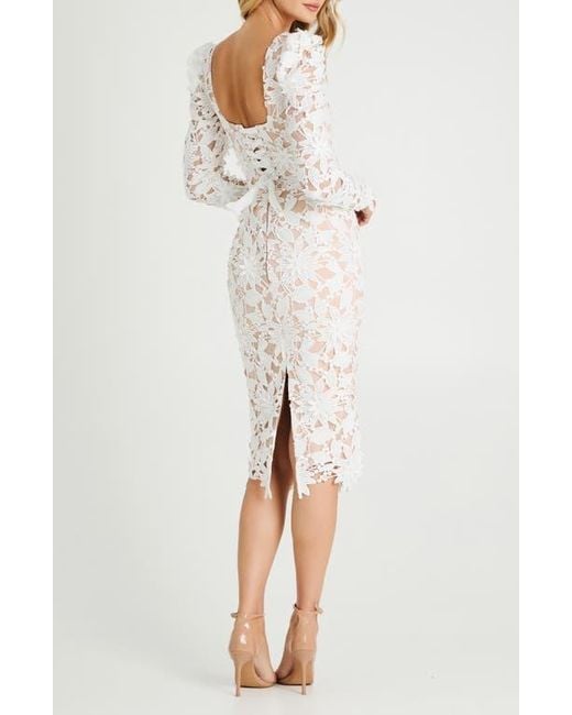 HELSI White Olga Floral Appliqué Long Sleeve Dress