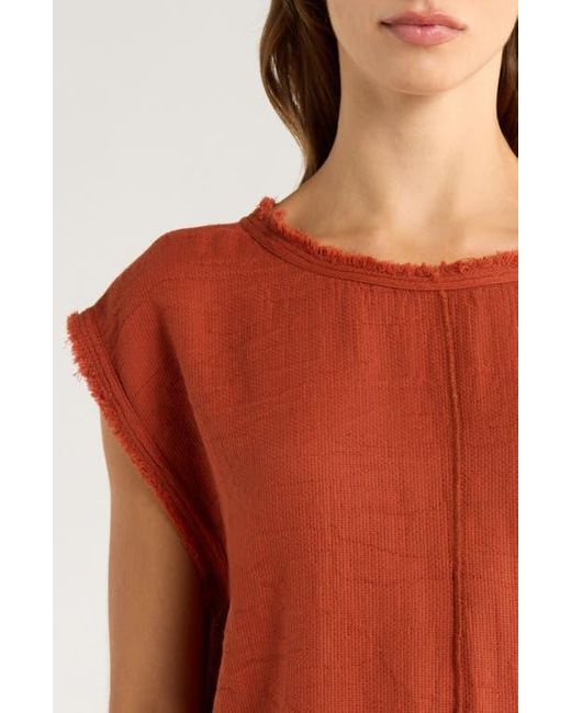 Elan Red Bali Fray Edge Cotton Cover-Up Crop Top