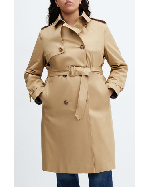 Mango Blue Classic Double Breasted Water Repellent Cotton Trench Coat