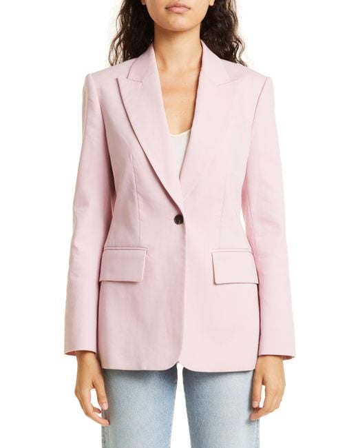Rebecca Taylor Peak Lapel Cotton Blazer in Pink | Lyst