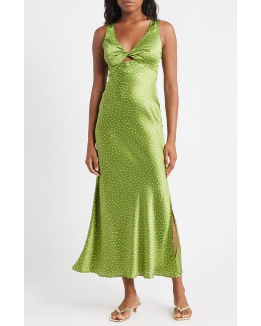 TOPSHOP Women's Green Twist Front Midi Dress