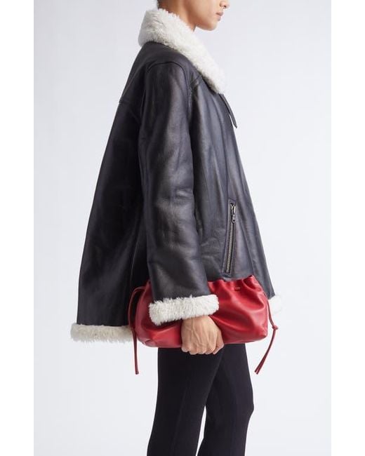 Altuzarra Red Drawstring Leather Clutch