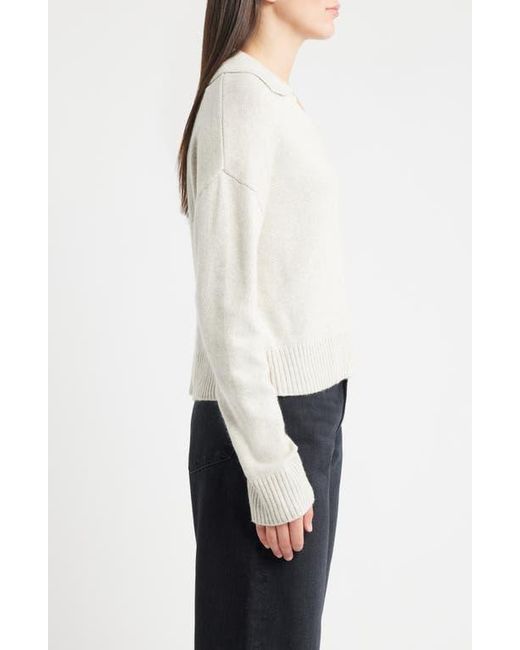 Bella Dahl White Johnny Collar Pullover Sweater