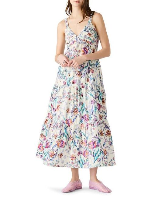 Steve Madden White Eliora Floral Tiered Cotton Sundress