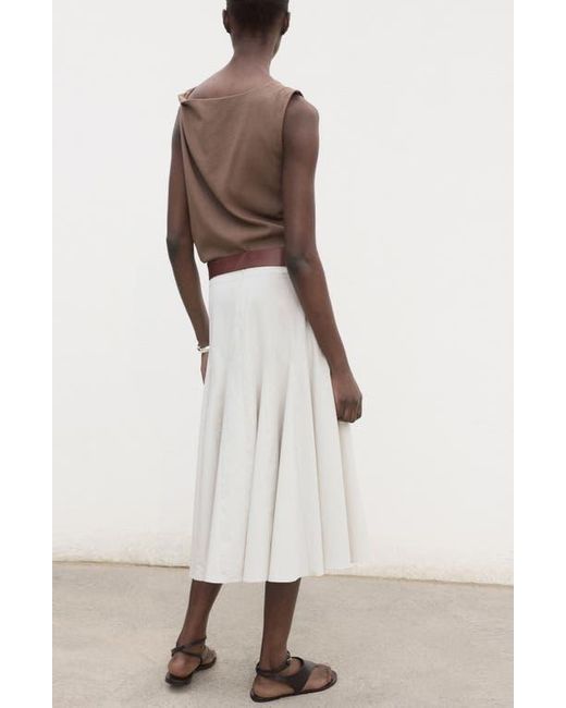 Mango White Pleat Midi Skirt
