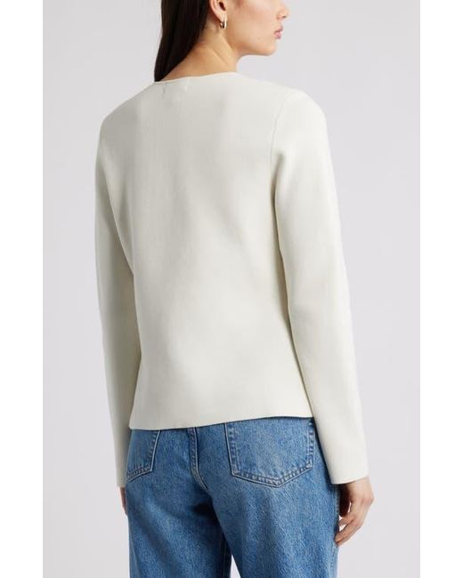 Open Edit White Structured One-Button Cardigan