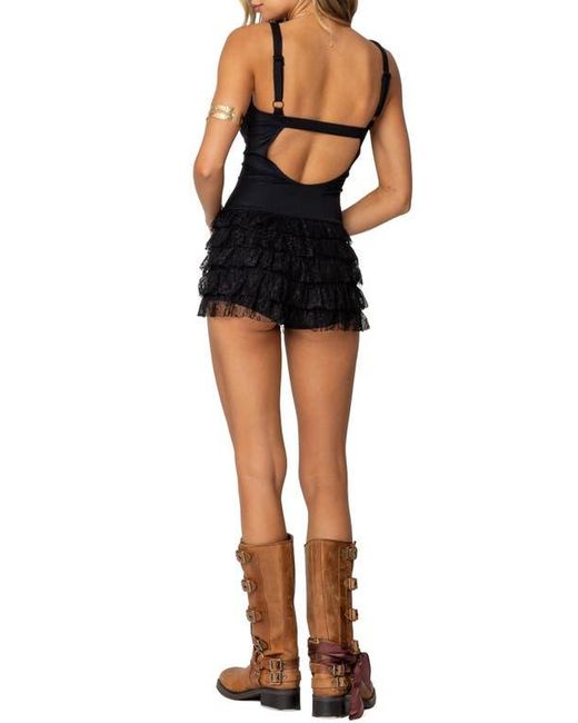 Edikted Black Lacey Ruffle Romper