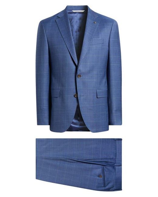 Jack Victor Blue Esprit Mélange Plaid Super 120S Wool Suit for men
