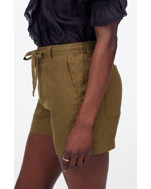 Madewell Green Drawstring Linen Shorts