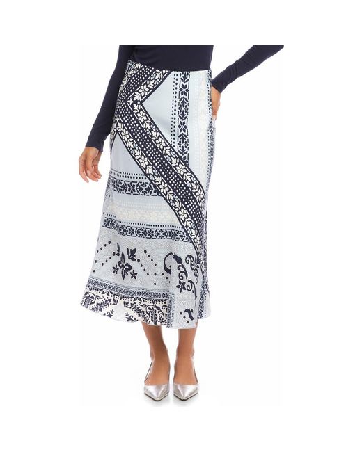 Fifteen Twenty Blue Mia Mix Midi Skirt