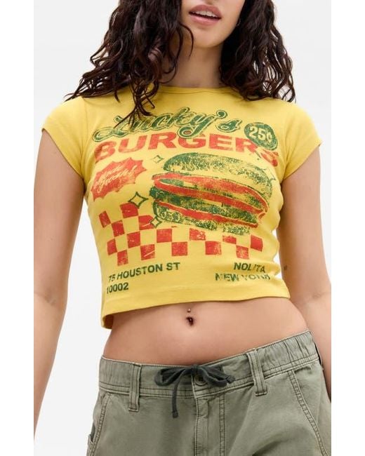 BDG Yellow Burgers Graphic Baby Tee