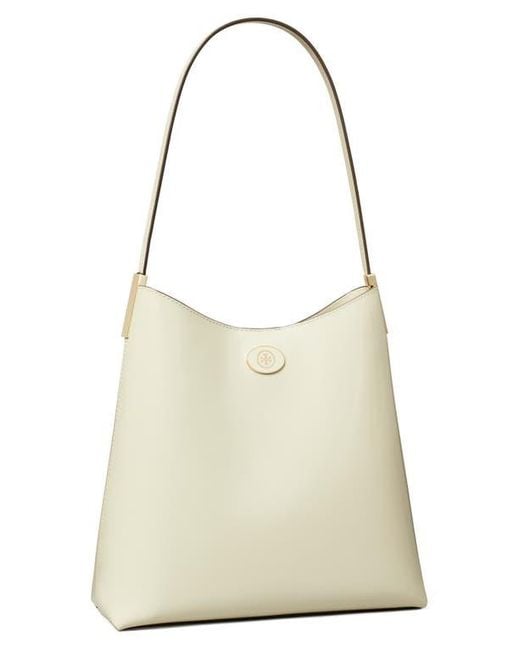 Tory Burch Natural Robinson Spazzolato Leather Hobo Bag