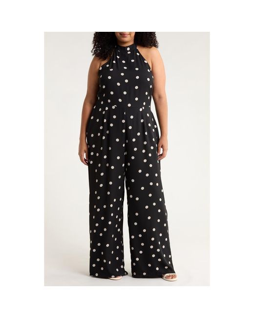 Sugarlips Women's Black Kaline Polka Dot After Hours Halter Jumpsuit