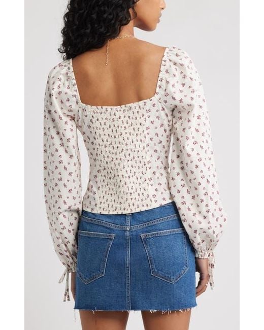 BP. White Long Sleeve Corset Cotton Crop Top