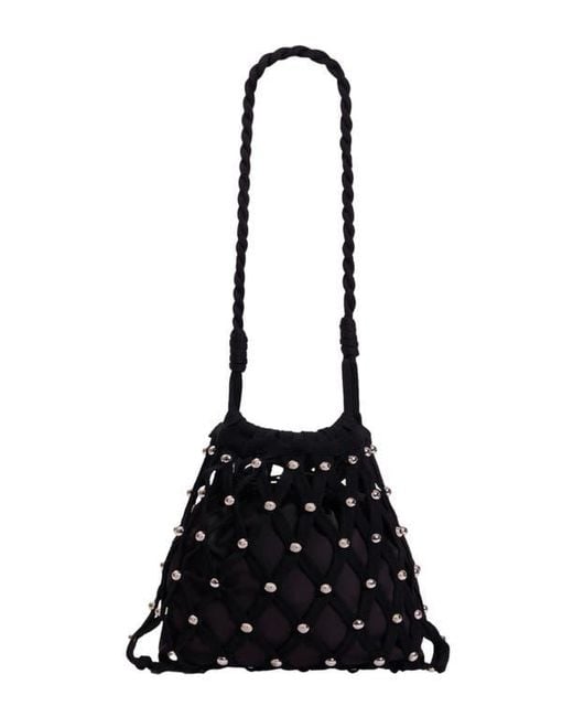 Sandro Black Studded Net Mesh Bag