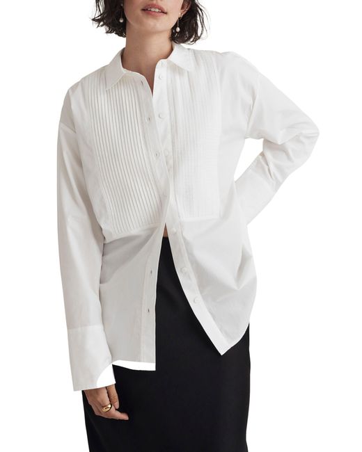 Madewell White Oversize Poplin Tuxedo Shirt