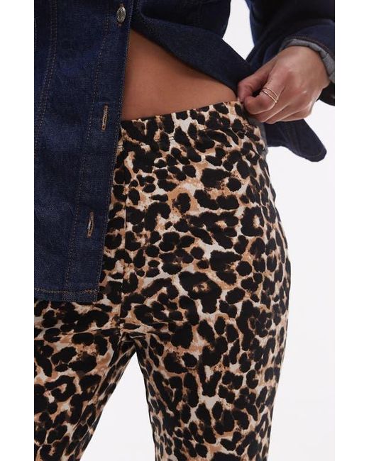 TOPSHOP Blue Leopard Print Bootcut Pants