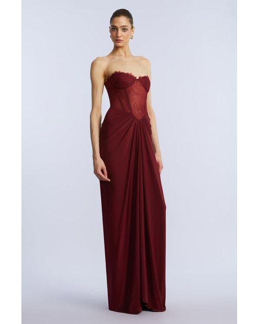 BCBGMAXAZRIA Red Lace & Jersey Gown